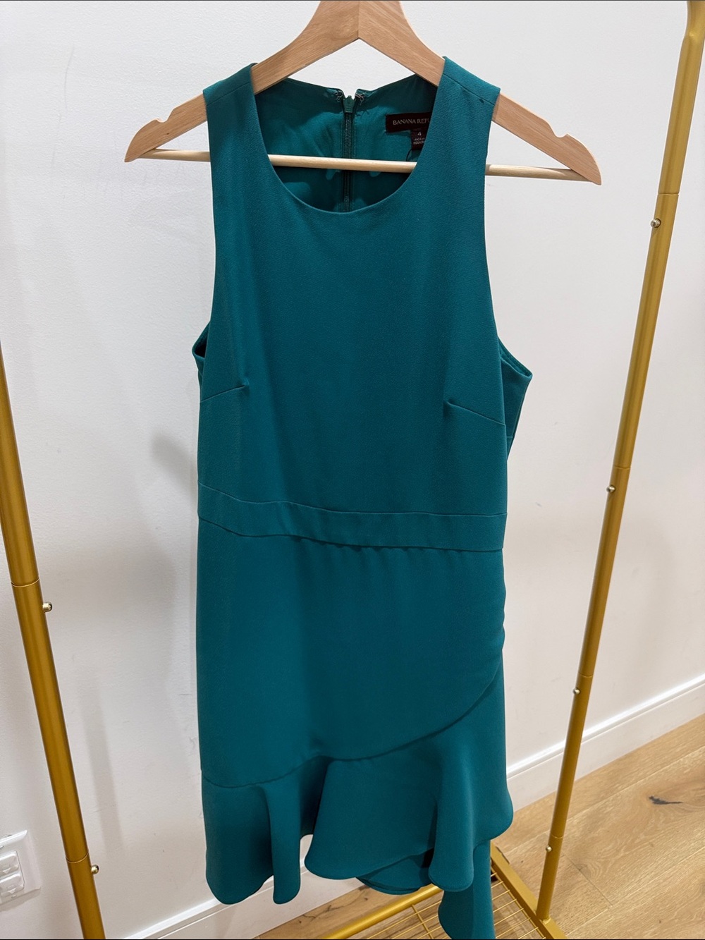 Banana Republic Teal Sleeveless High-Low Ruffle Dress